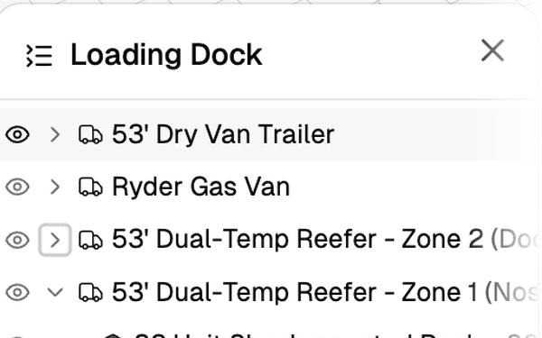 The Loading Dock inspector listing containers in a pack