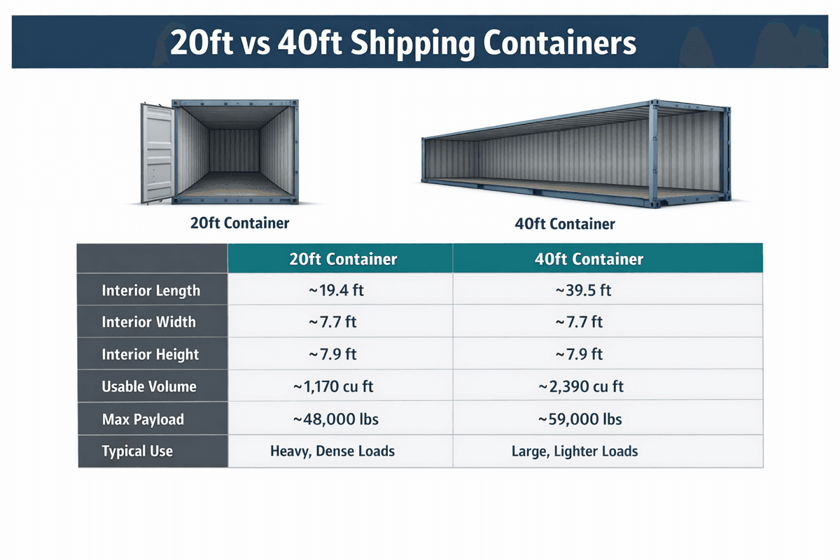 20ft vs 40ft container comparisons
